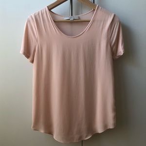 LOFT mixed media blush blouse